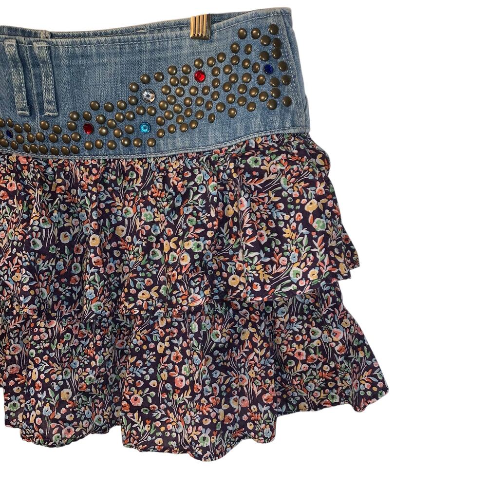 Express Jeans Floral Bejeweled Mini Skirt sz 10 - Picture 9 of 12